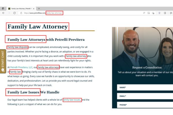 On page SEO for family law